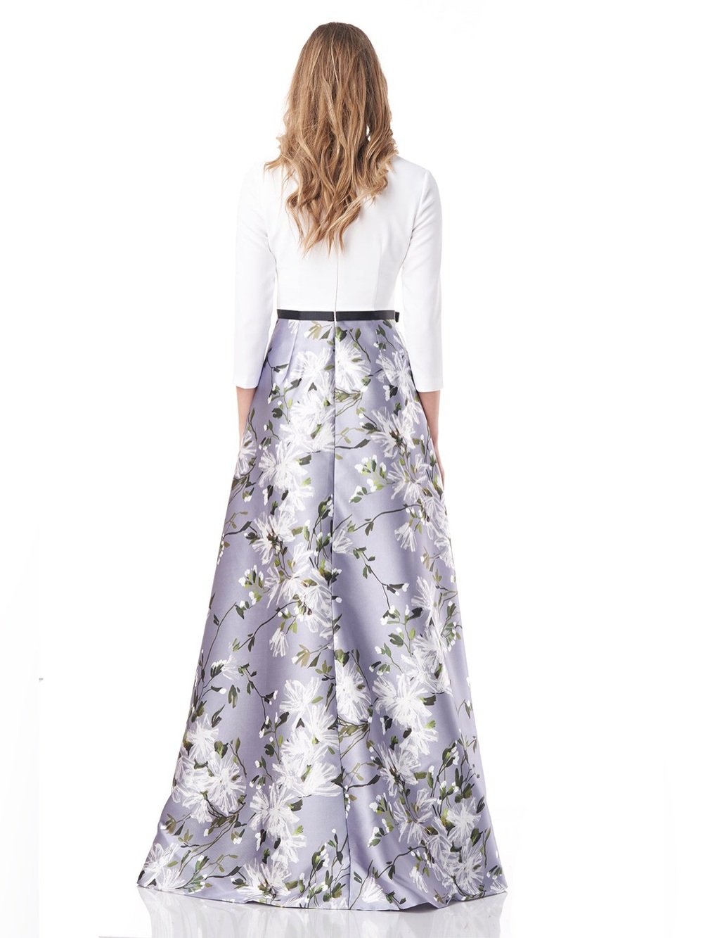 NWT Theia 3/4 sleeve v neck Floral a line cocktail formal gown 2 - Picture 3 of 8